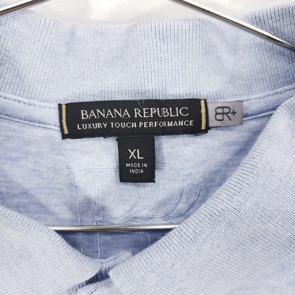 Banana Republic Polo Shirt Mens Extra Large Heather Blue Luxury Performance Top